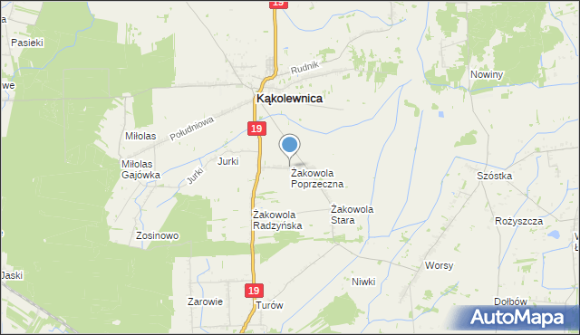 mapa Żakowola Poprzeczna, Żakowola Poprzeczna na mapie Targeo